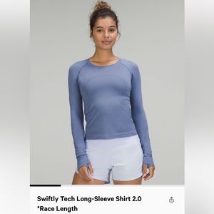 EUC Lululemon Swiftly Tech Longsleeve Race Length Size 12 Color Waterdrop